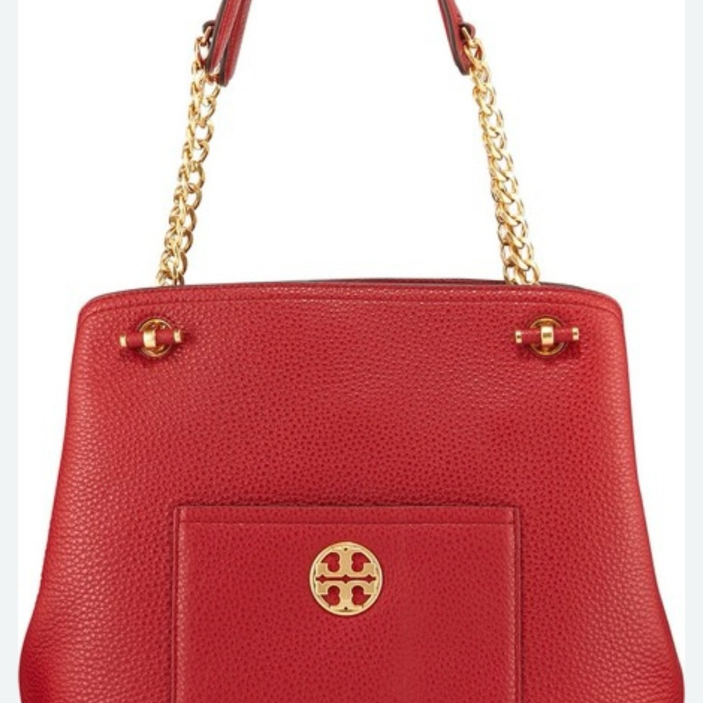 TORY BURCH CHELSEA SLOUCHY TOTE 2025 with Gold Chain